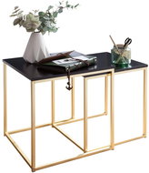 Brüxxi Odkládací stolek Bisa (SADA 2 ks), černá / zlatá - Odkládací stolek