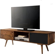 Brüxxi TV table with 2 doors Beet, 140 cm, Sheesham solid wood, black - TV Table