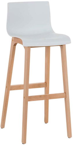 Bar stool with wooden base Luxor white - Bar Stool - Main image