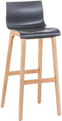 Bar stool with wooden base Luxor gray - Bar Stool - Main image