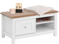 Danish Style Shoe Rack with Bench Keef, 90cm, White - Shoe Rack