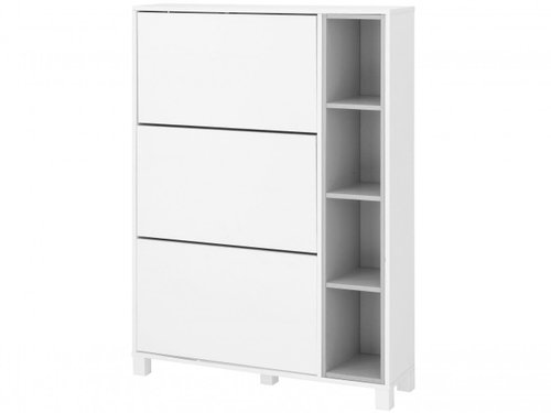 Danish Style Shoe Rack Paker, 130cm, White/Grey - Shoe Rack - Main image