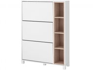 Danish Style Shoe Paker, 130cm, White/Oak - Shoe Rack