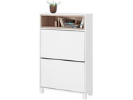 Danish Style Paker Shoe Rack, 110cm, White/Oak - Shoe Rack
