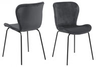 Design Scandinavia Jídelní židle Batilda II (SET 2ks), samet, tmavě šedá - Jídelní židle