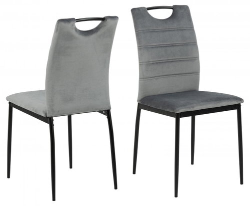 Design Scandinavia Jídelní židle Dia (SET 4ks), samet, tmavě šedá - Jídelní židle - Main image