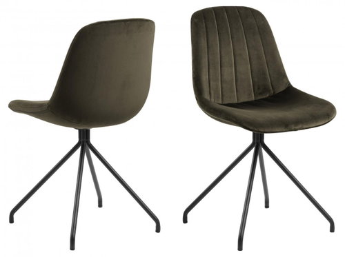 Design Scandinavia Jídelní židle Eva, samet,  tmavě zelená - Jídelní židle - Main image