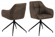 Design Scandinavia Jídelní židle s područkami Brenda, textil, hnědá - Jídelní židle