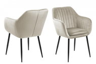 Design Scandinavia Jídelní židle s područkami Ema, samet, béžová / černá - Jídelní židle