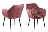 Design Scandinavia Jídelní židle s područkami Ema, samet, korálová / černá - Jídelní židle