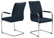Design Scandinavia Jídelní židle s područkami Gudrun (SET 2 ks), textil, tmavě modrá - Jídelní židle
