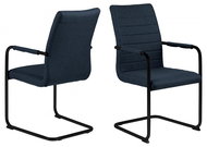 Design Scandinavia Jídelní židle s područkami Gudrun (SET 2 ks), textil, tmavě modrá / černá - Jídelní židle