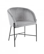 Design Scandinavia Jídelní židle s područkami Nelson, samet, béžová / černá - Jídelní židle