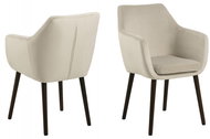 Design Scandinavia Jídelní židle s područkami Nora, samet, béžová - Jídelní židle