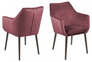 Design Scandinavia Jídelní židle s područkami Nora, samet, korálová - Jídelní židle