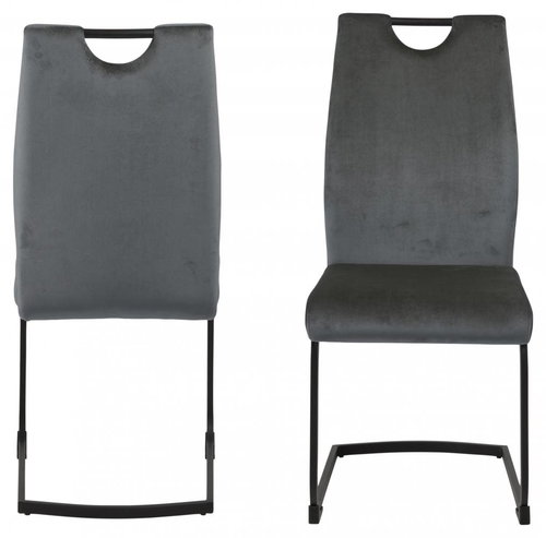 Design Scandinavia Jídelní židle Ulla (SET 2ks), samet, tmavě šedá - Jídelní židle - Main image