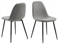 Design Scandinavia Jídelní židle Wilma (SET 4ks), tkanina, světle šedá/černá - Jídelní židle