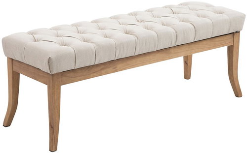 Faraoh Bench with Wooden Base, 120cm, Light Cream Base - Bench - Main image