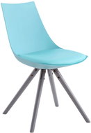 Dining chair Alba leather, gray legs blue - Bar Stool
