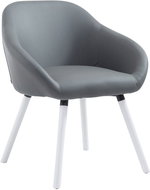 Harry leather dining chair, white legs gray - Bar Stool