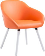 Harry leather dining chair, white legs orange - Bar Stool