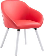 Harry leather dining chair, white legs red - Bar Stool