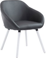 Harry leather dining chair, white legs black - Bar Stool