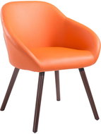 Dining chair Harry leather, legs walnut orange - Bar Stool