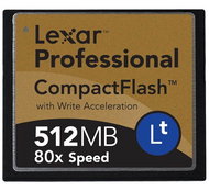 Paměťová karta LEXAR Compact Flash 512MB 80x Professional LockTight Write Acceleration - Memory Card