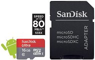 SanDisk Micro SDHC 16GB Ultra Android Class 10 UHS-I memóriakártya + SD kártya adapter - Memóriakártya