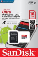 SanDisk Micro SDHC 16 GB Ultra Android Class 10 A1 UHS-I + SD adapter - Memóriakártya