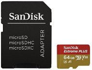 SanDisk MicroSDXC 64GB Extreme Plus Class 10 UHS-I (V30) + SD adapter - Memóriakártya