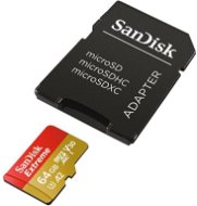 SanDisk MicroSDXC 64GB Extreme A2 UHS-I (V30) U3 + SD Adapter - Memory Card