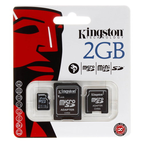 Kingston Micro SD 2GB + SD/Mini SD adaptér - Memory Card - Main image