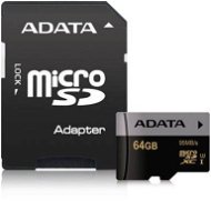 ADATA Premier Micro SDXC UHS-I, 64 GB U3 + Class 10 SDXC adapter - Memóriakártya