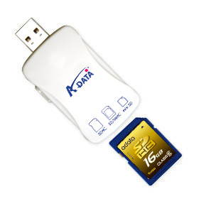 A-DATA Secure Digital 16GB Turbo SDHC + USB Reader - Memory Card - Main image