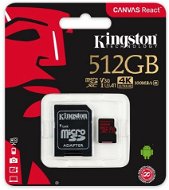 Kingston Canvas React MicroSDXC 512GB A1 UHS-I V30 U3 + SD Adapter - Speicherkarte