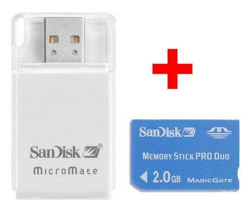 SanDisk Memory Stick PRO DUO 2GB + MicroMate čtečka karet MS PRO Duo USB2.0 - Memory Card - Main image