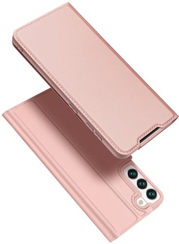 Skin Pro knížkové kožené pouzdro na Samsung Galaxy S22, růžové - Phone Case - Main image