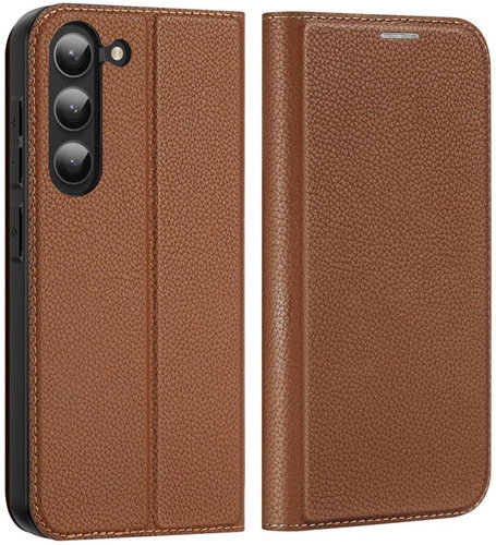 Skin X2 knížkové kožené pouzdro na Samsung Galaxy S23 Plus, hnědé - Phone Case - Main image