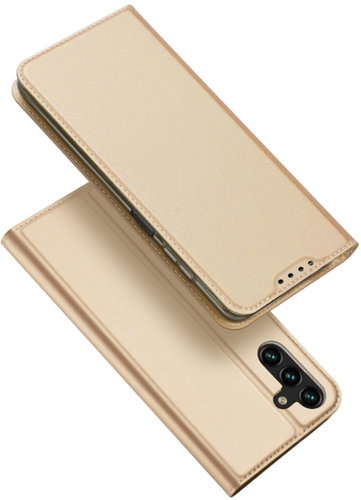 Skin Pro knížkové kožené pouzdro na Samsung Galaxy A14 5G, zlaté - Phone Case - Main image