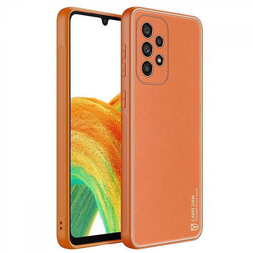 Yolo kožený kryt na Samsung Galaxy A33 5G, oranžový - Phone Cover - Main image