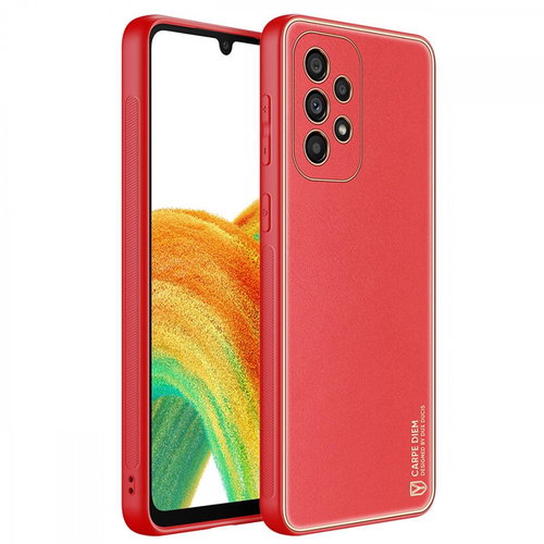 Yolo kožený kryt na Samsung Galaxy A33 5G, červený - Phone Cover - Main image