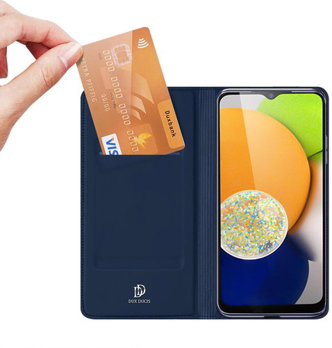 Skin Pro knížkové kožené pouzdro na Samsung Galaxy A03, modré - Phone Case - Main image