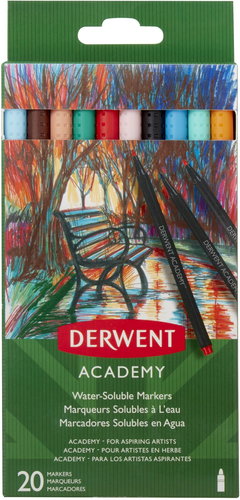 DERWENT Academy Markers Water-Soluble 20 colours - Felt Tip Pens - Main image