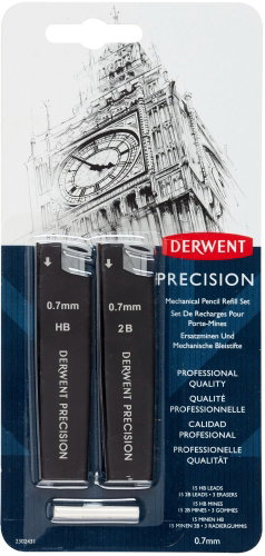 DERWENT Precision Mechanical Pencil Nachfüllset 0,7 mm HB und 2B - 30 Farben in der Packung + 3 Radi - Graphitmine - Hauptbild