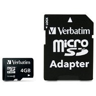 Verbatim MicroSDHC 4GB Class 4 + SD adaptér - Paměťová karta