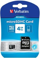 Memóriakártya Verbatim MicroSDHC 4GB Class 10 + SD adapter - Paměťová karta