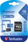Memory Card Verbatim MicroSDHC 16GB Class 10 + SD Adapter - Paměťová karta