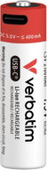 VERBATIM USB-C Li-Ion Mignon AA, 1.5 V, 2100 mAh, 4 ks - Rechargeable Battery